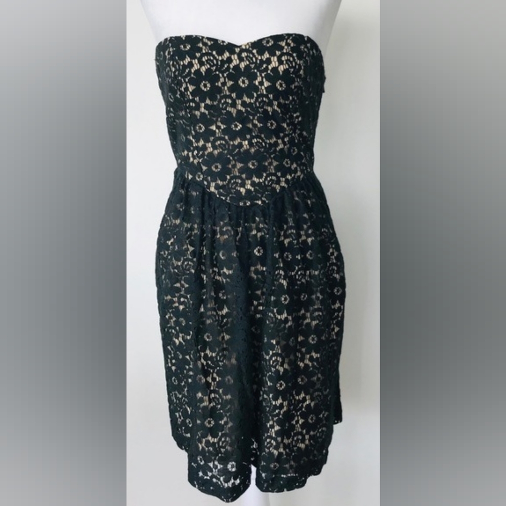 The Limited Black Lace sweetheart neckline strapless dress size Large NWT